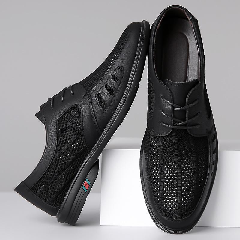 New White Perforated Leather Shoes Men Slip On Shoes Leather Male Comfortable Casual Shoes Male Comfortable Loafers Formal Shoes