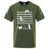Cotton T Shirt Printed Cat Playing Staves Funny T-shirts for Men Summer Short Sleeve Top Tee Shirts Casual Basic Mens T-shirt