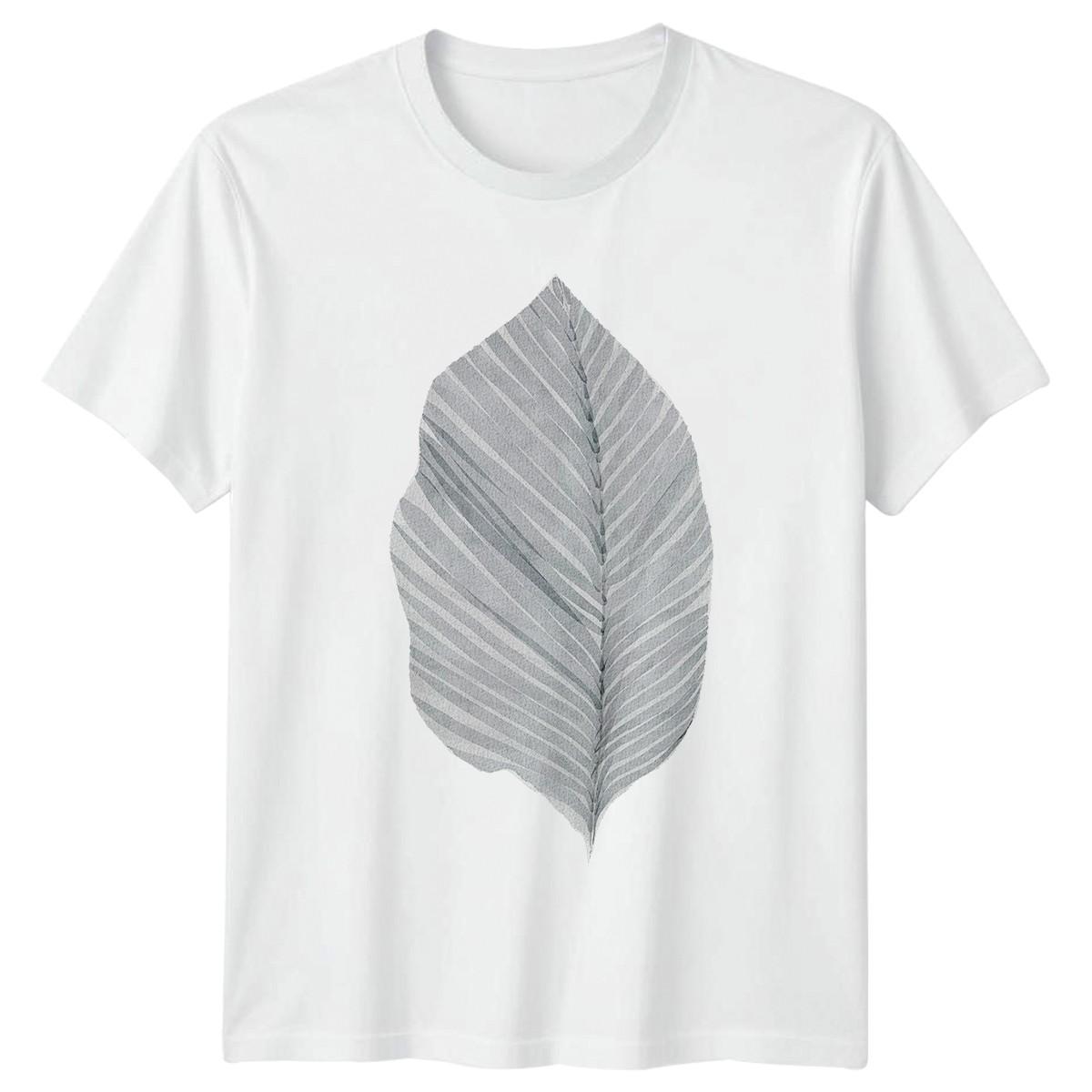 Watercolor Leaf Fine Art Design T-Shirt Minimalist Floral Nature S