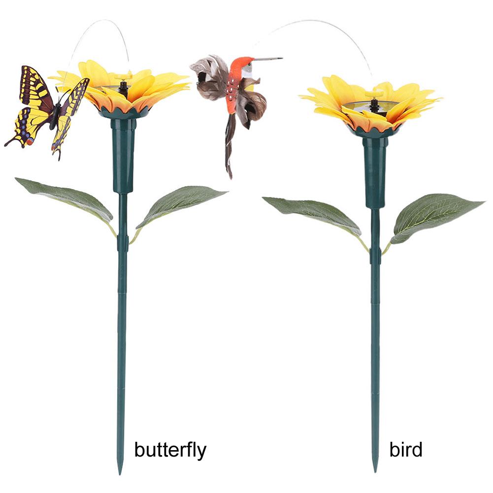 Solar Sunflower Animal Stake Decor Dancing Butterfly Decor 40cm Lifelike Hummingbird Decor Waterproof Versatile for Garden Decor
