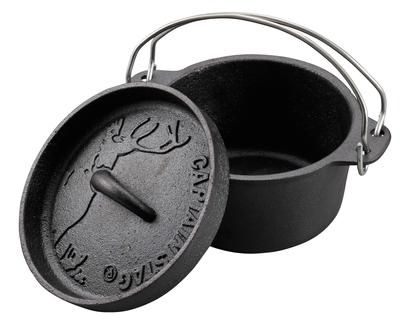CAPTAIN STAG Camping Barbecue Dutch Oven Cast Iron 14cm No Seasoning Required UG-3060
