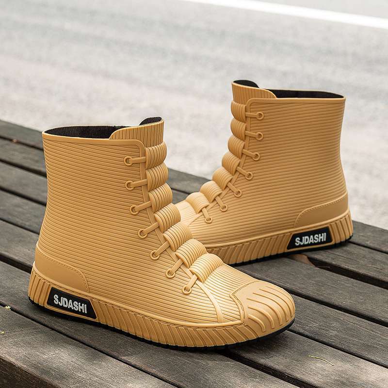 Rain Shoes Short Tube Waterproof Water Shoes Non-slip and Warm Men's Rain Boots Women's Kitchen Velvet Wear-resistant New Rubber Shoes Water Boots