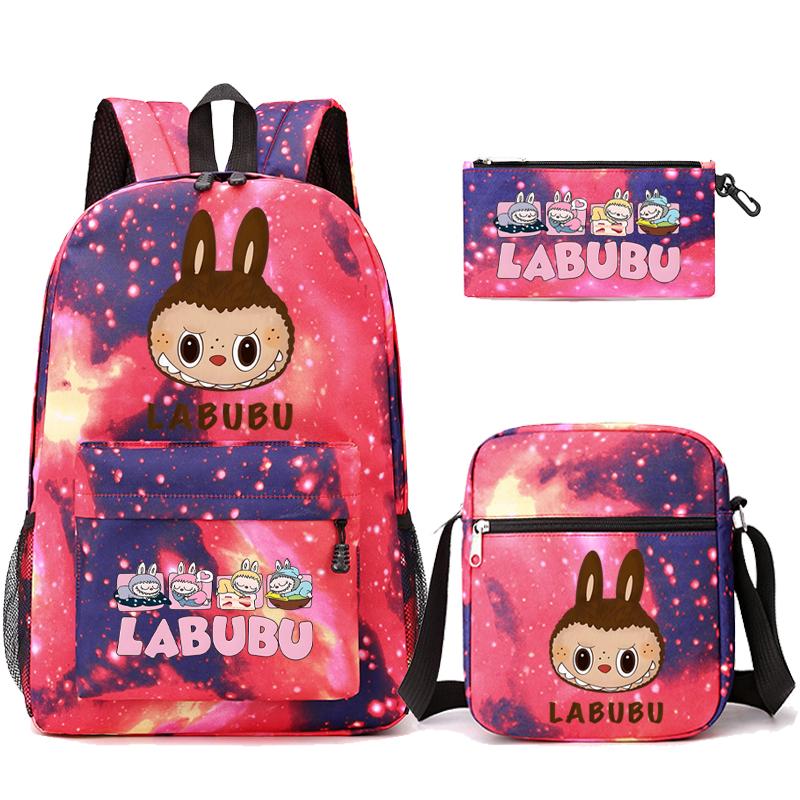 3Pcs/set Cute Printed Backpack with Shoulder Bag Pencil Case Student Girl Boy Schoolbag Large Capacity Bookbag Travel Bag