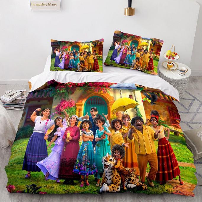 Magic Full House Three-Piece 3D Digital Printing Quilt Cover Pillowcase