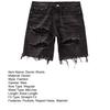 Men Summer Distressed Denim Shorts Button Zipper Fly Multi Pockets Short Jeans Straight Fit Ripped Holes Knee Length Distressed Denim Shorts
