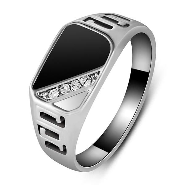 Ajojewel Size 7 12 Classic Gold Color Color Rhinestone Men Rings Black Enamel Male Finger Rings Best SellingClassic Finger Ring