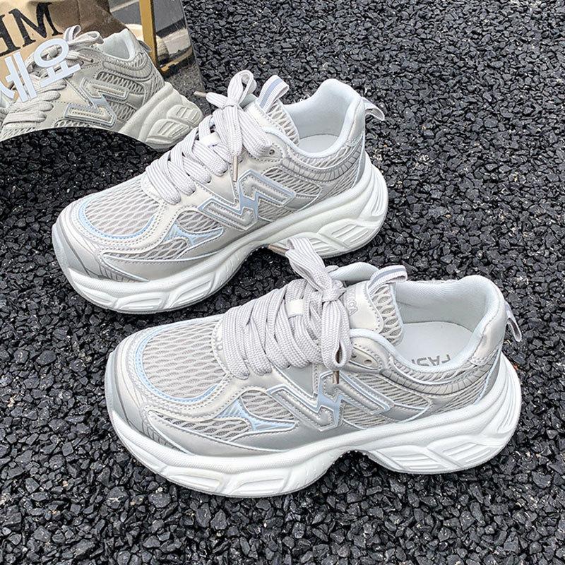 Super fire thick-soled dad shoes  summer new versatile thin breathable mesh heightening casual sports shoes