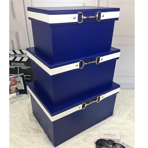 Luxury  Pu Leather Orange Storage Bins Colorful Storage Box  Organizer Containers Baskets with Cover Handles