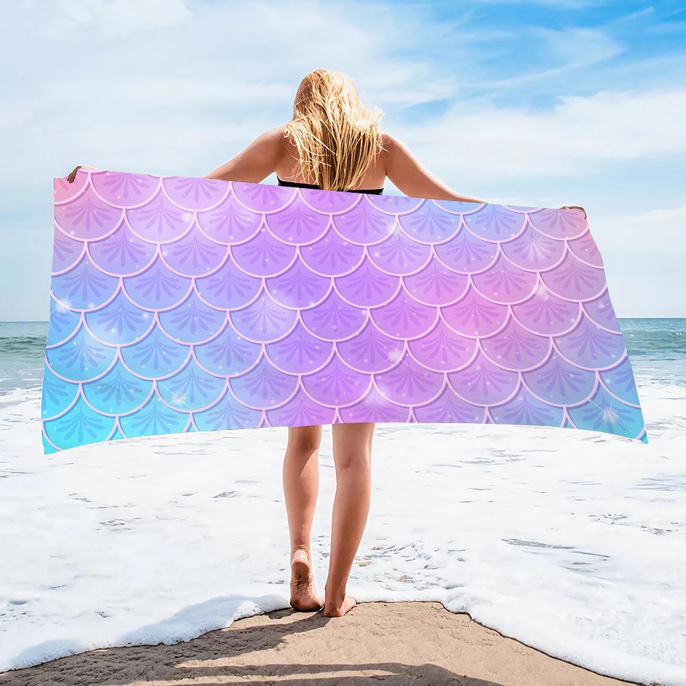 Popular Beach Towels, Mermaid Beach Towels, Multi-Functional Microfiber Quick-Drying Absorbent Beach Towels