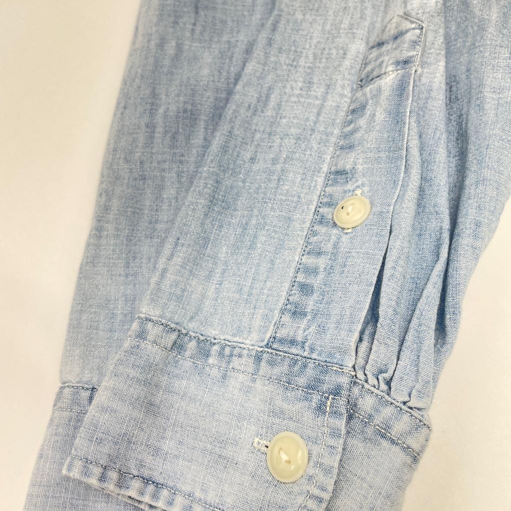 POLO RALPH LAUREN Blue back embroidered denim shirt tops M Light blueUsed