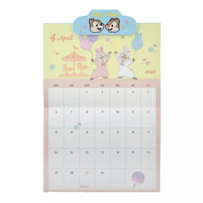 Disney Chip Dale Wall Calendar with Clip, Costume 2026 Japan NEW Disney Store