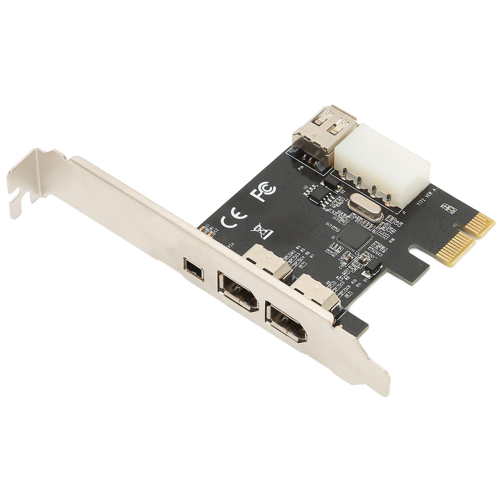 

Карта PCIE 1X до 1394A, 4 порти, високошвидкісна карта PCIe Firewire, пропускна здатність 2,5 Гбіт/с, PCIE Firewire 1394A