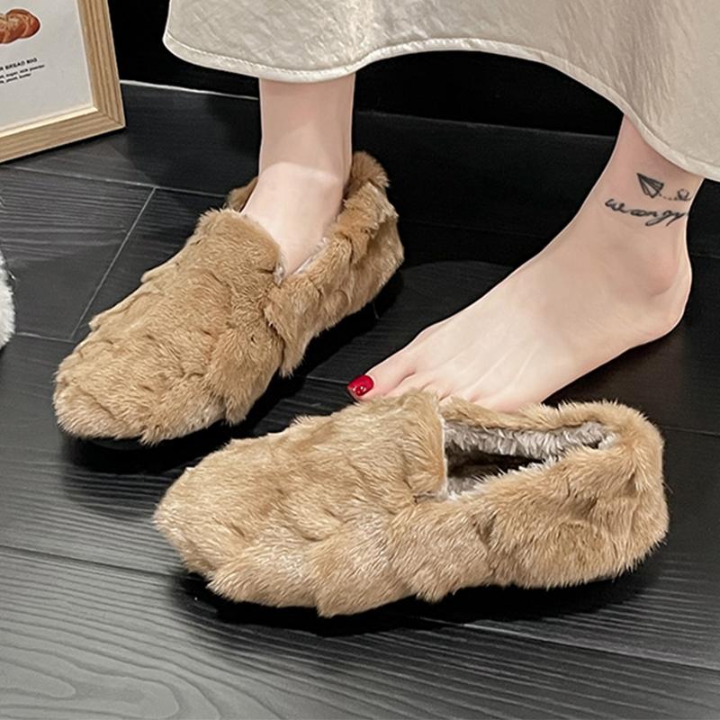 Fashion Fur Women Flats Cotton Shoes Fashion Short Plush Leopard Boots Dress Casual Winter Shoes 2025 Brand Designer Zapatos De Mujer