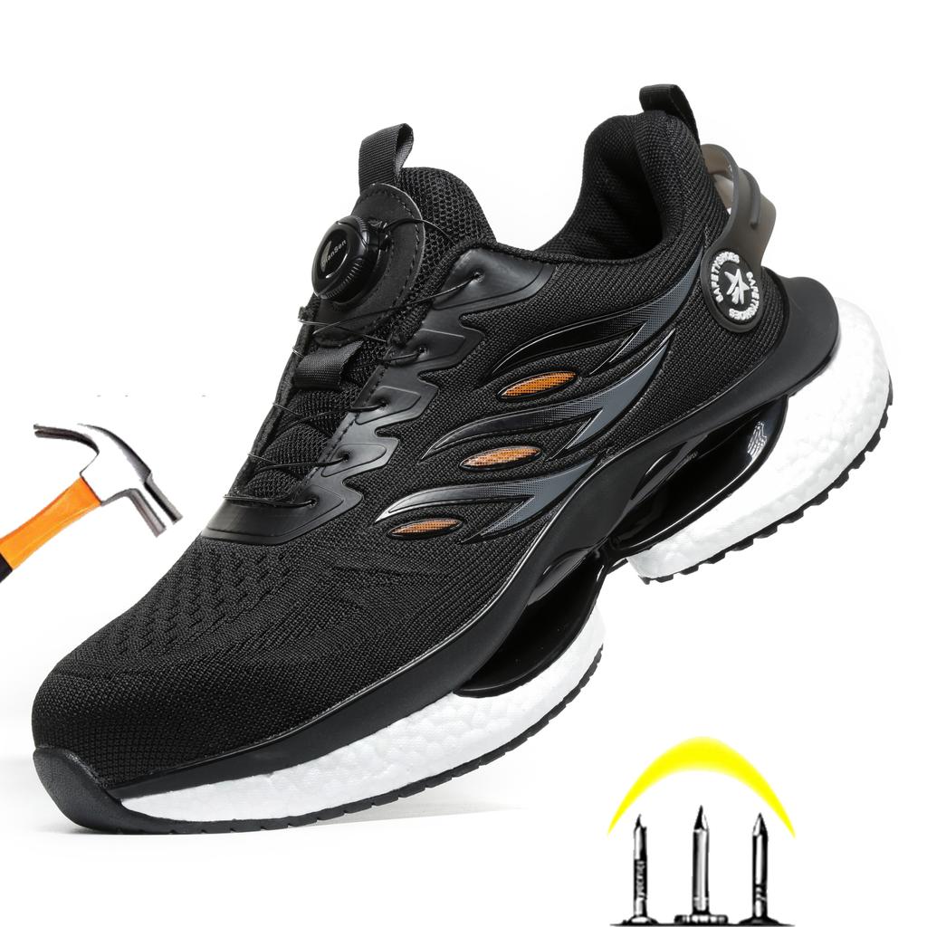 Men's Rotating Button Safety Shoes Air Cushion Men Boots Steel Toe Work Sneakers Indestructible Shoes Puncture-Proof Work Boots