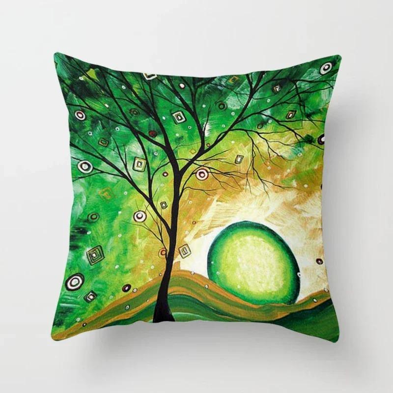 Abstraktes Baummalerei-Muster Dekorative Kissenhülle Auto Sofa Quadratische Kissenhülle