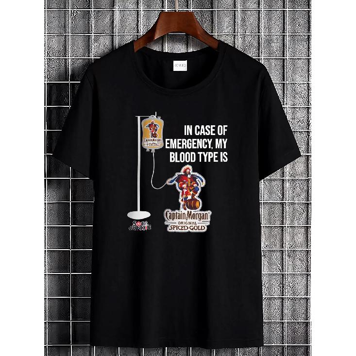 Men Funny Captain for MORGAN Rum-Themed T-Shirt - Loose Fit Spiced Rum Slogan Tee Suitable for Men, Casual Wear & Themed Parties, Iconic Captain for S чёрный