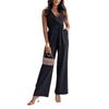Women's Fashionable Casual High Waisted Wide Leg Tapered Jumpsuit With Tie Waist For Commuting