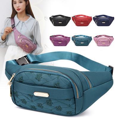 New Outdoor Leisure Women's Bag Anti Splashing Multi Purpose Women's Waist Bag Fashion Leisure Embroidery Mobile Wallet Women