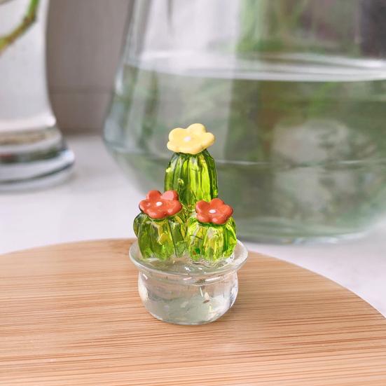 Mini Cactus Ornament Decorative Resin Cactus Car Dashboard Decor for Home Office Computer Desk Lightweight Novelty Gift for All Ages