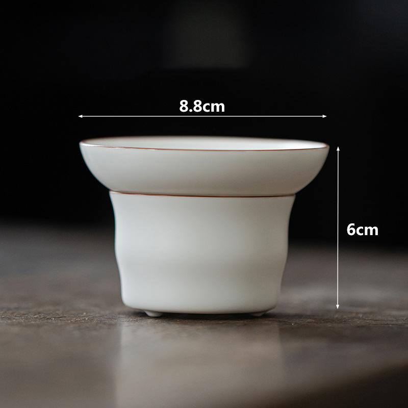 Matte Finish Fat White Integrated Tea Filter Ceramic Tea Strainer Fine Carved Ceramic Hole Filter Screen Tea Ceremony Accessory