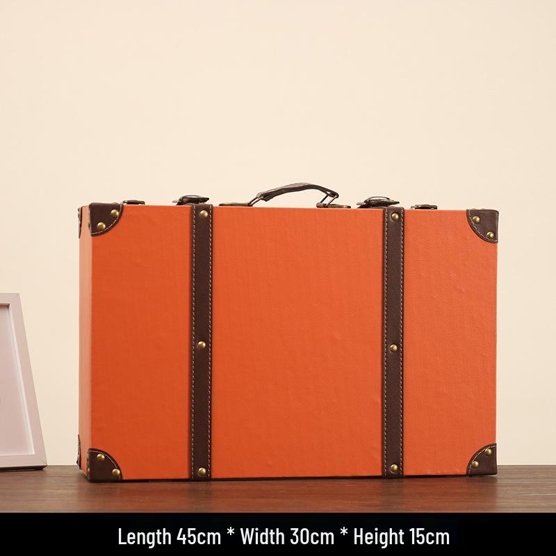 Vintage American Retro Leather-Wooden Suitcase Display and Photography Prop