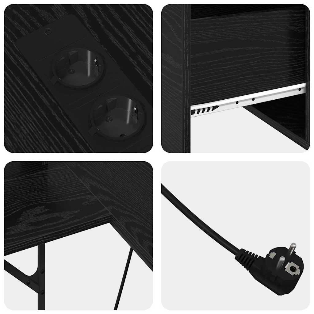 Desk with Shelf Black Oak Effect 182 x 101 x 87.5 cm