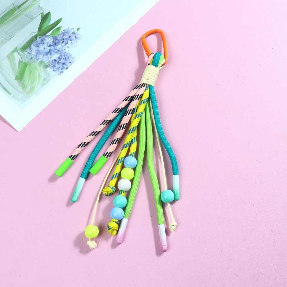 Luxury Y2K Braided Rope Keychain Handmade Colorful Long Tassel Bag Charms Creative Bag Pendant Keychain Bag Accessories