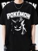 2025 Summer Poksammon Animation Brand 100 Cotton Gengar Printed Tshirt for Men and Children Harajuku Casual Short Sleeve Y2k