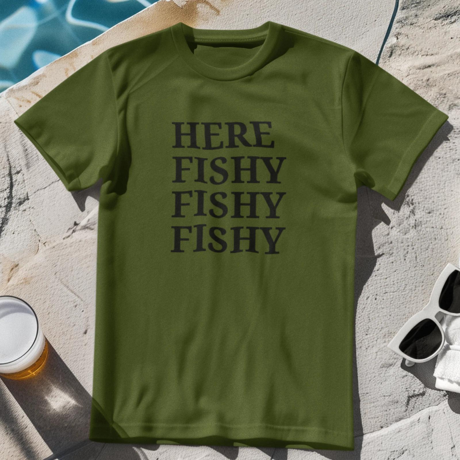 Here Fishy Fishy Fishy T-Shirt - Carp Fishing T-Shirt fish angling gift present 2XL