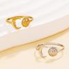 Stainless Steel Ethnic Style Moon Sun Portrait Multi-Element Adjustable Ring