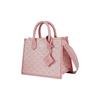 MCM Pink Lauretos Jacquard Small Tote Bag with Leather Handles & Detachable Strap for Daily & Casual Use