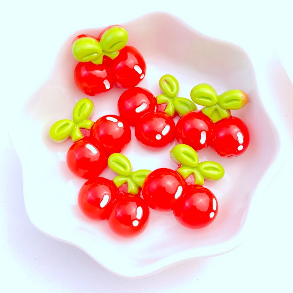 10Pcs New Cute Resin Cherry Strawberry Grape Radish Flat Back Parts Embellishments For Hair Bows Accessories
