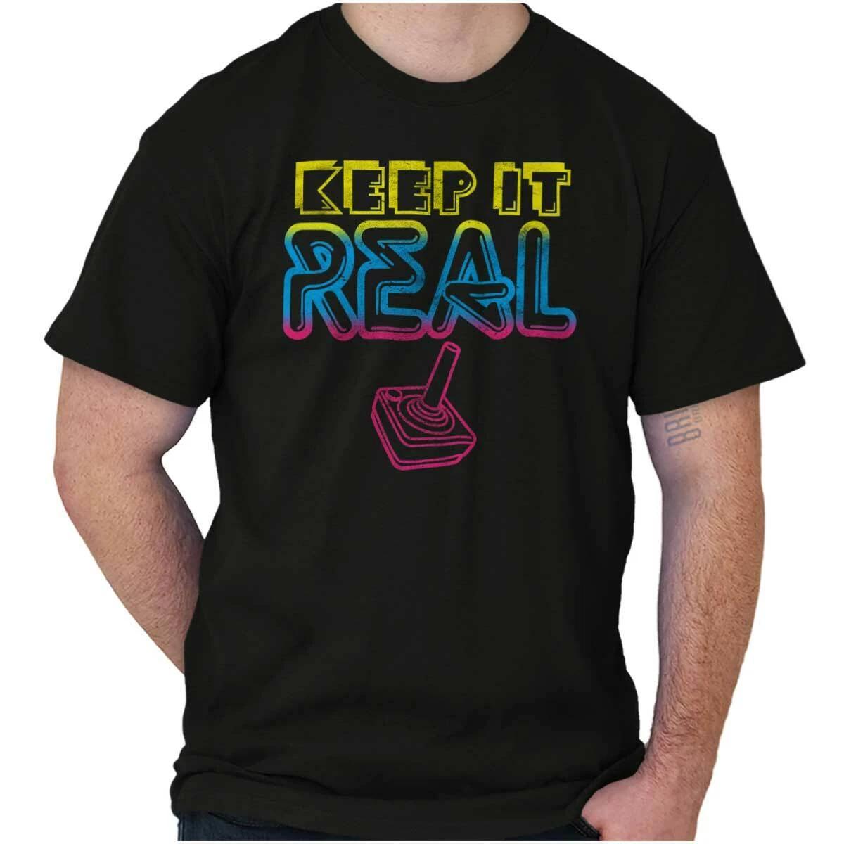 80s Retro Real Video Game Vintage Gamer Gift Womens or Mens Crewneck T Shirt Tee L