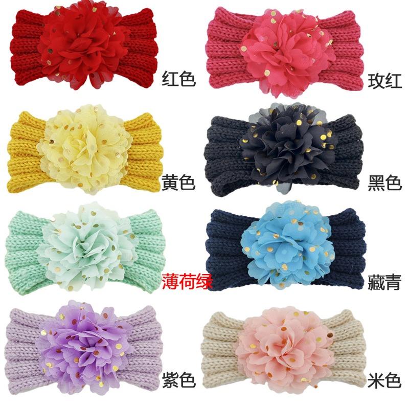 New children's, wool headband, headband, hot gold flower wool headband, baby headband hair accessories.