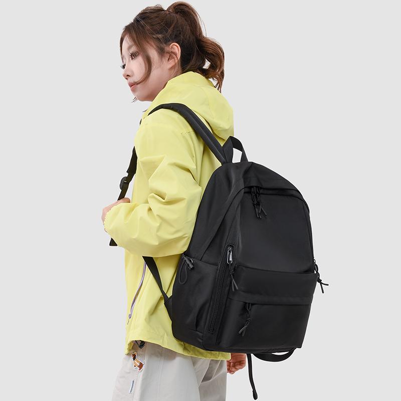 Solid Color Backpack Men's And Women's Large Capacity Travel Backpack Student Schoolbag