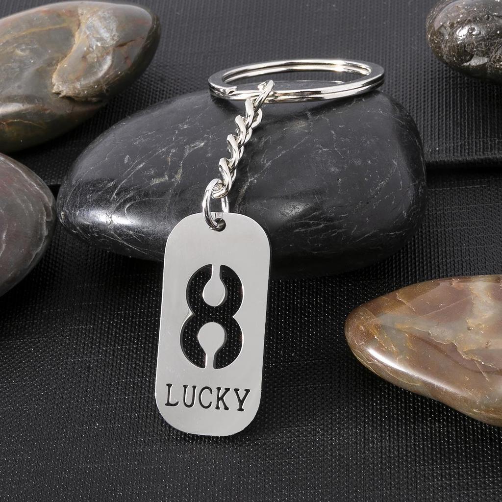 Stainless Steel Lucky Numbers 0-9 Arabic Keychain Pendant