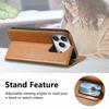 For iPhone 17 Pro Max Case Wallet Tri-Color Stitching Leather Phone Cover with Elastic Wristband