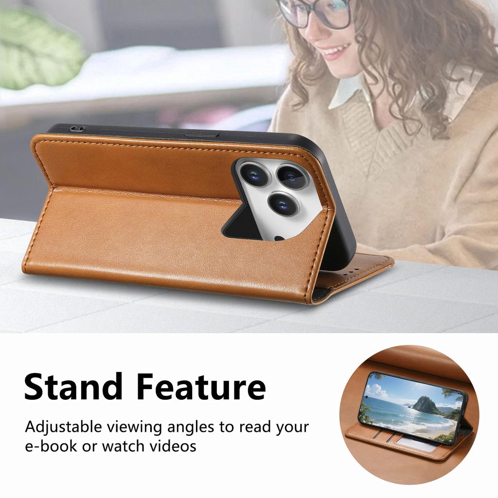 For iPhone 17 Pro Max Case Wallet Tri-Color Stitching Leather Phone Cover with Elastic Wristband