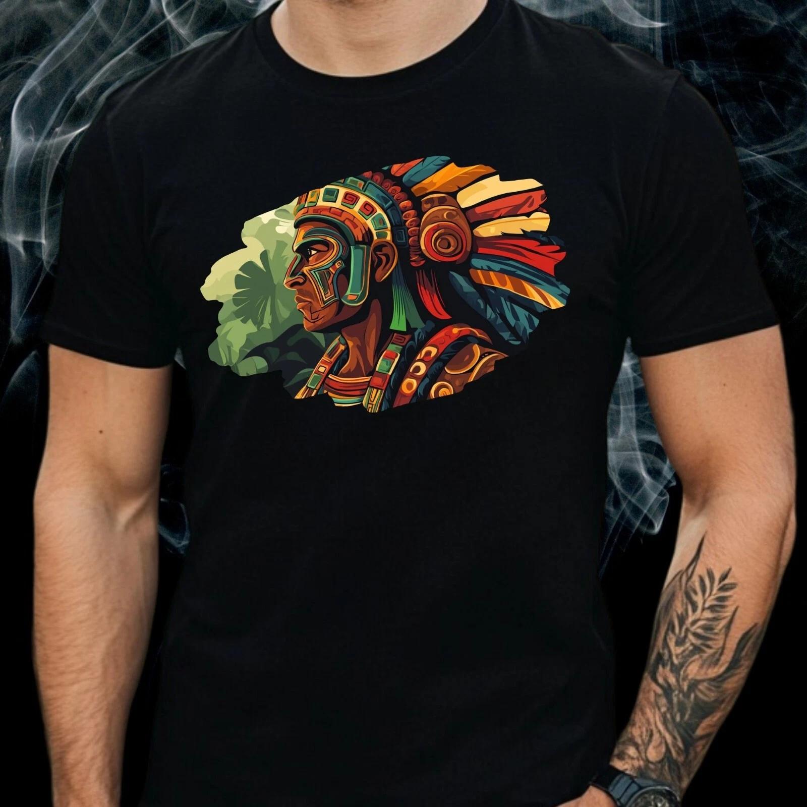 T-Shirt Herren Aztekischer Krieger Motiv Baumwolle Größe XS bis 5XL XXXXL