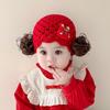 Adorable Knitted Baby Girl Hat with Rabbit Design Wig
