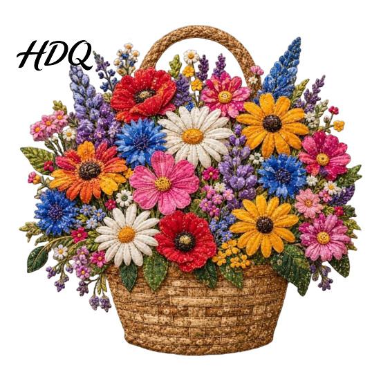 Actividades Manualidades de Tela DIY Cesta de Flores Patchwork Kit Flores en Capas Sala de Manualidades Decoración de Pared Proyecto de Costura Floral 3D para Adultos,