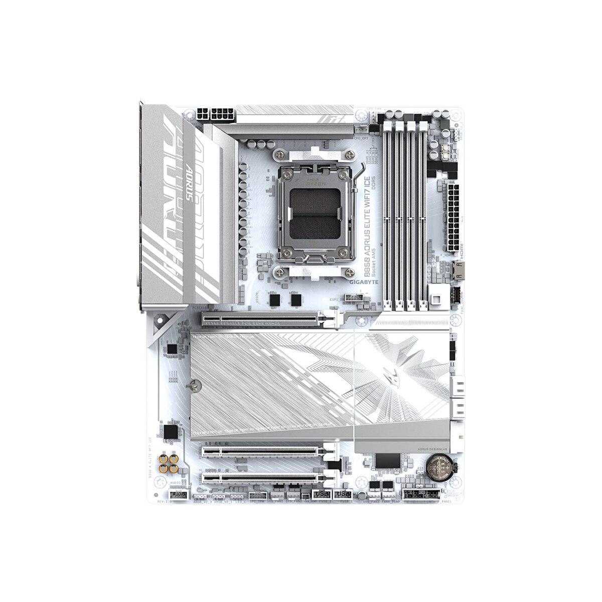 GIGABYTE B850 AORUS Elite WIFI7 Ice Motherboard - AMD Ryzen 9000 Serie CPUs, 14+2+2 Phasen digitales VRM, bis zu 8200MHz DDR5 (OC), 1xPCIe 5.0 + 2xPCIe 4.0 M.2, 2,5 LAN, WiFi 7, USB 3.2 Gen 2x2 - Bild 9