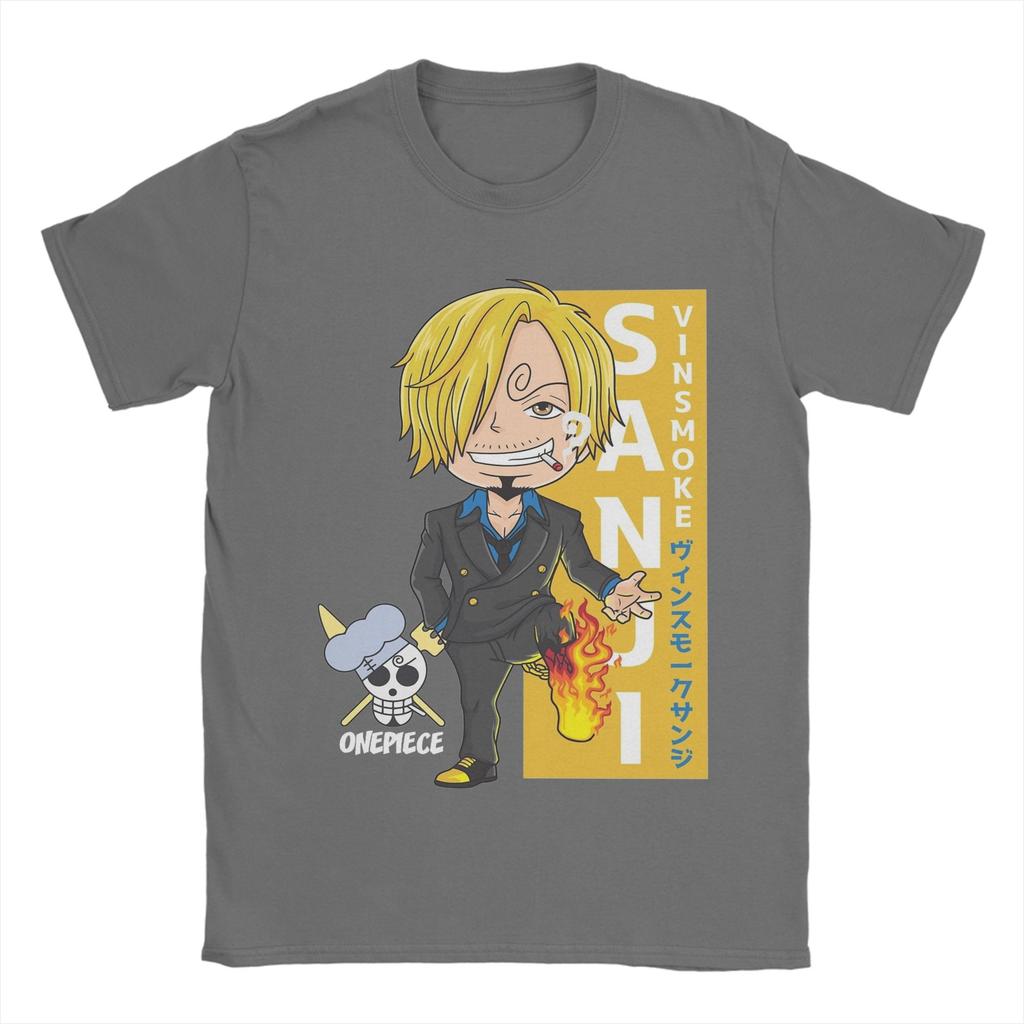 Mens Chibi Sanji T Shirts Ones Pieces Pure Cotton Clothes Leisure Short Sleeve Crewneck Tees Birthday Gift TShirt