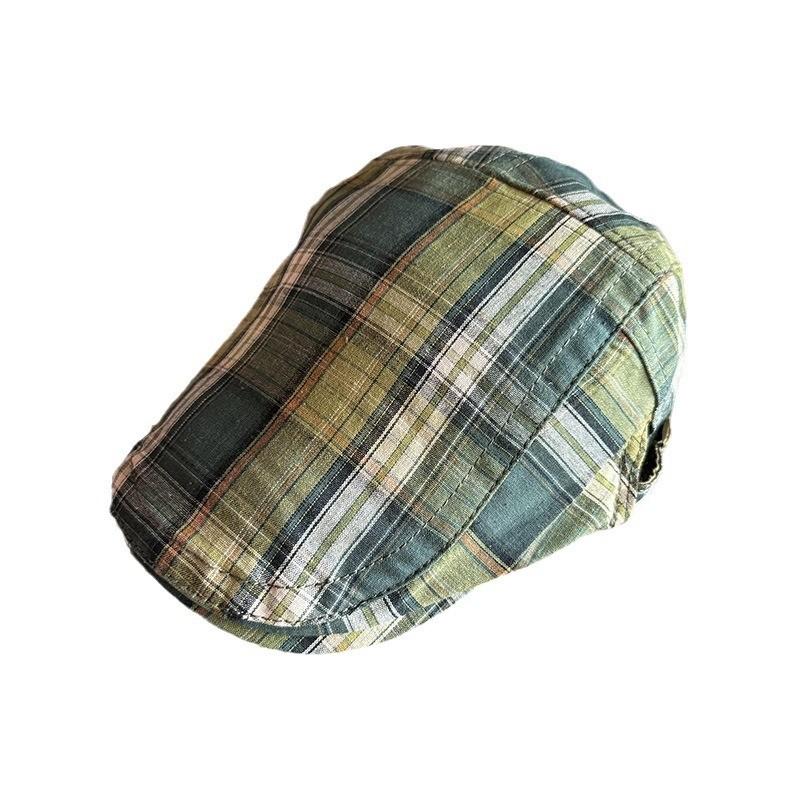 Summer Girls Lightweight Checkered Newsboy Cap With Breathable Fabric For Daily Fashion