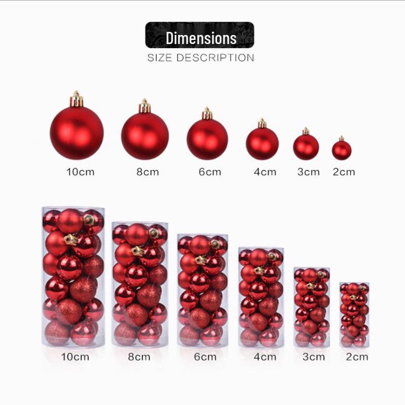24-teiliges Weihnachtsbaumschmuck-Set: 3cm-8cm Mehrfarbige Plastikkugeln