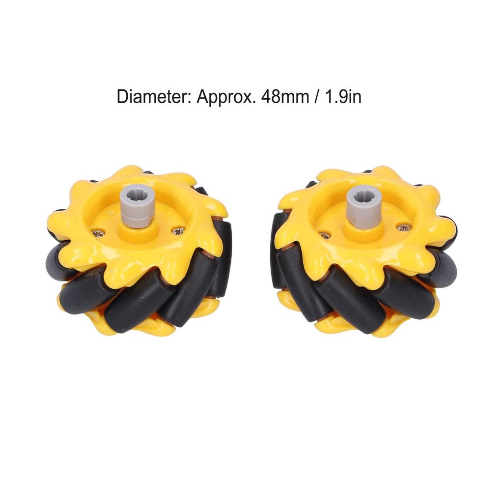 Mecanum Wheels DIY Toy, 48mm Mecanum Wheels Omnidirectional Parts for Smart Robot Car (Pair of 2)
