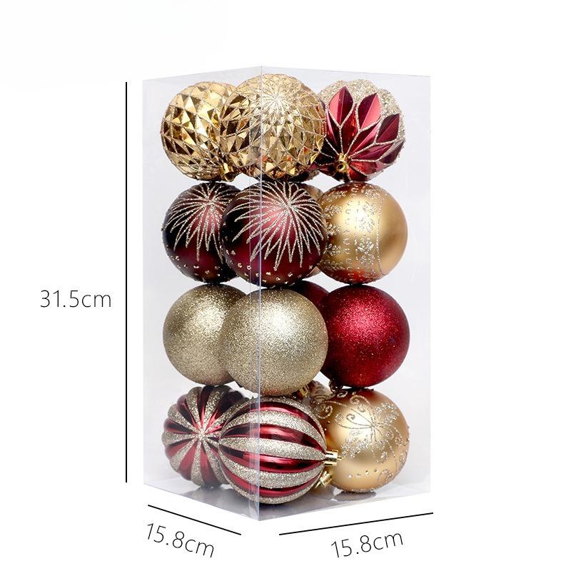 Kerstversieringen: 16-delige Set Onregelmatig Gevormde Geschilderde Kerstballen om op te Hangen, Kerstboomversieringen en Accessoires