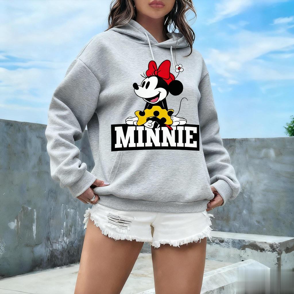 Women Men Hoodie Sweatshirt Disney Minnie Mouse Graphic Pullover Top Vintage Cartoon Casual Streetwear Spring Autumn Fashion New
