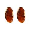 Maillard Style Irregular Resin Alloy Earrings Women's Fashion Retro Coffee Color Electroplated Stud Earrings Ring Set Jewelry