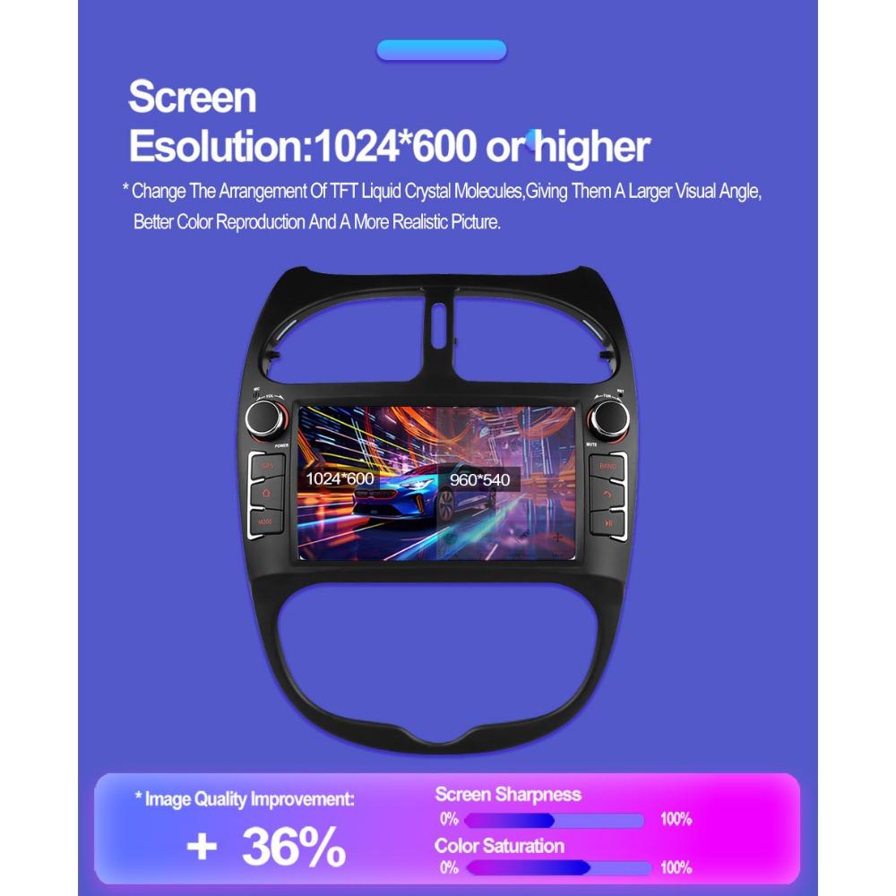 7'' Car Radio Android Carplay For PEUGEOT 206 206CC 206SW 2000-2008 Car Multimedia Player Autoradio 1+32GB